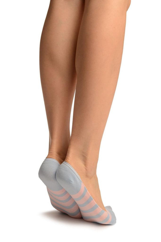 Liss Kiss Baby Blue & Pink Stripes Soft Back Top Footsies - Footsies Socks