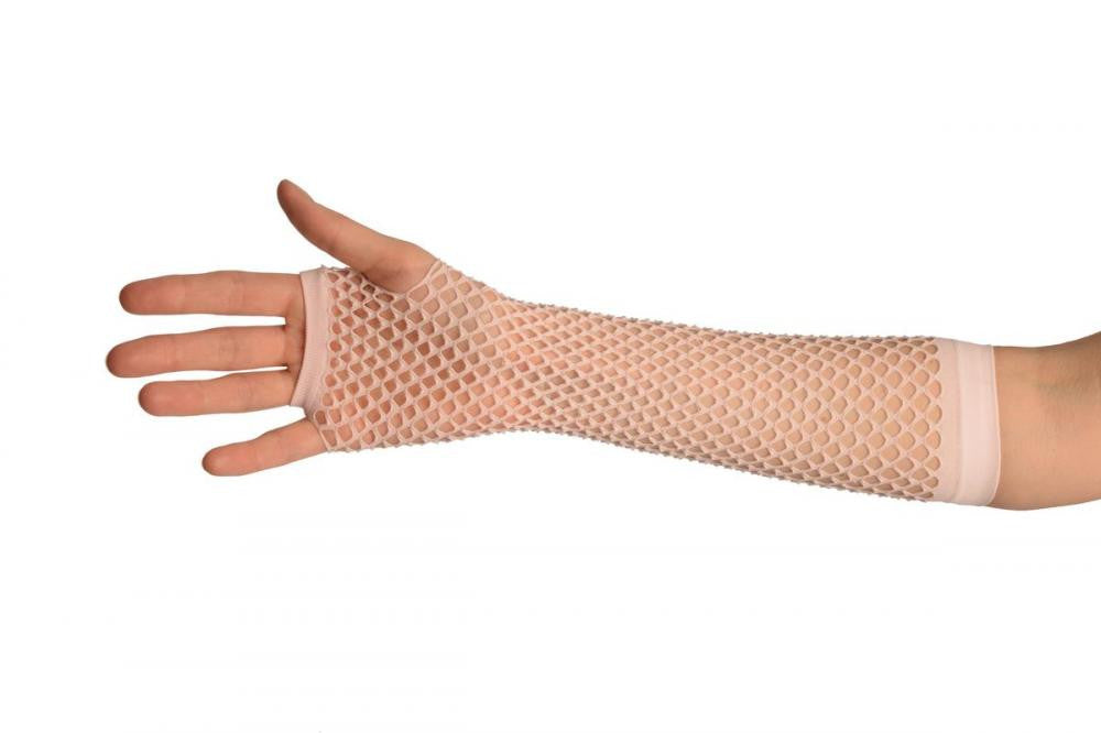 Liss Kiss Baby Pink Fishnet Mesh Net Fingerless Party Gloves - Gloves