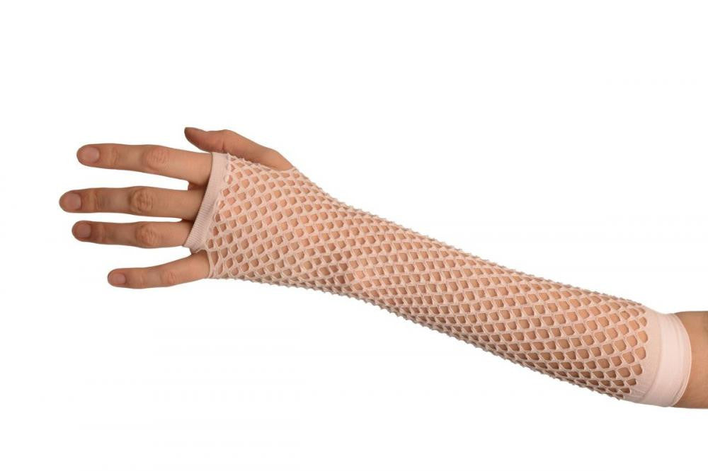 Liss Kiss Baby Pink Fishnet Mesh Net Fingerless Party Gloves - Gloves