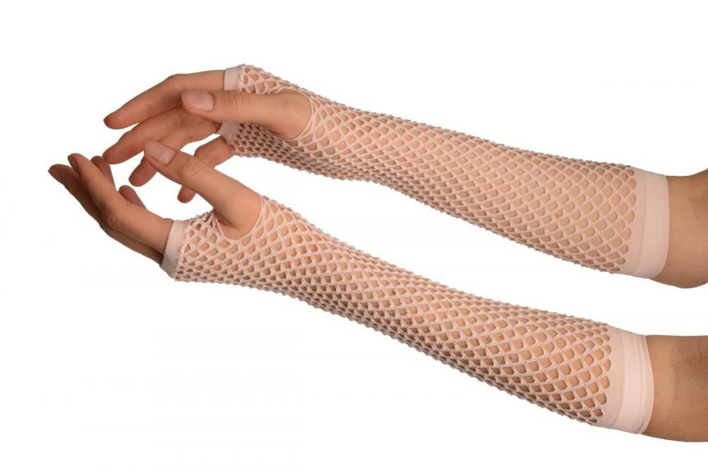 liss kiss Baby Pink Fishnet Mesh Net Fingerless Party Gloves - Gloves