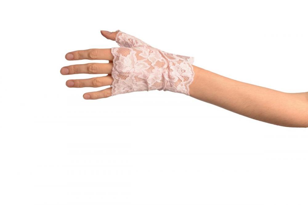 Liss Kiss Baby Pink Lace All Over Fingerless Gloves - Gloves