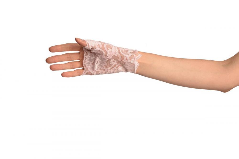 Liss Kiss Baby Pink Lace All Over Fingerless Gloves - Gloves