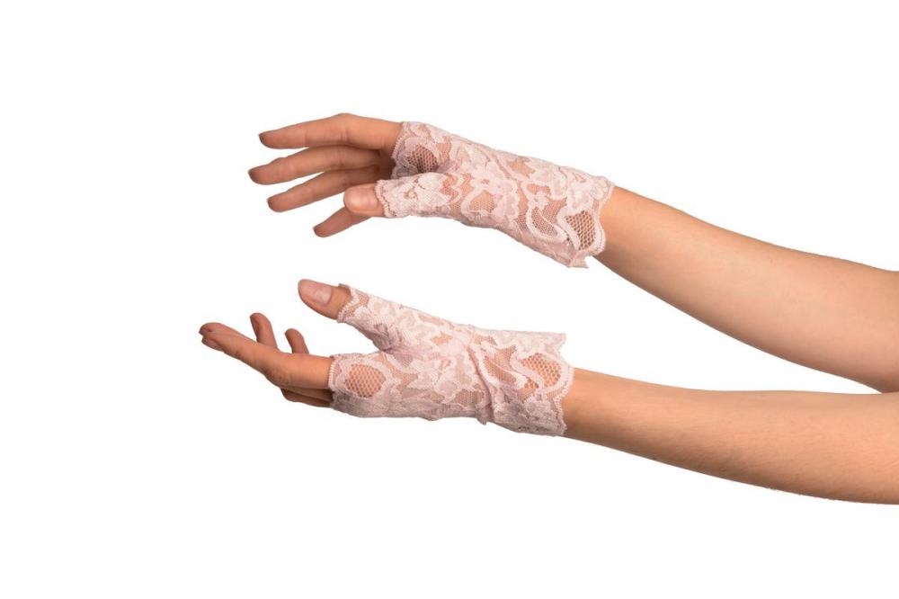 liss kiss Baby Pink Lace All Over Fingerless Gloves - Gloves