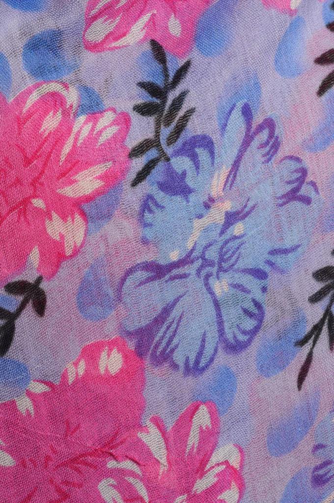 Liss Kiss Begonia Flowers With Tassels On Blue - Scarf