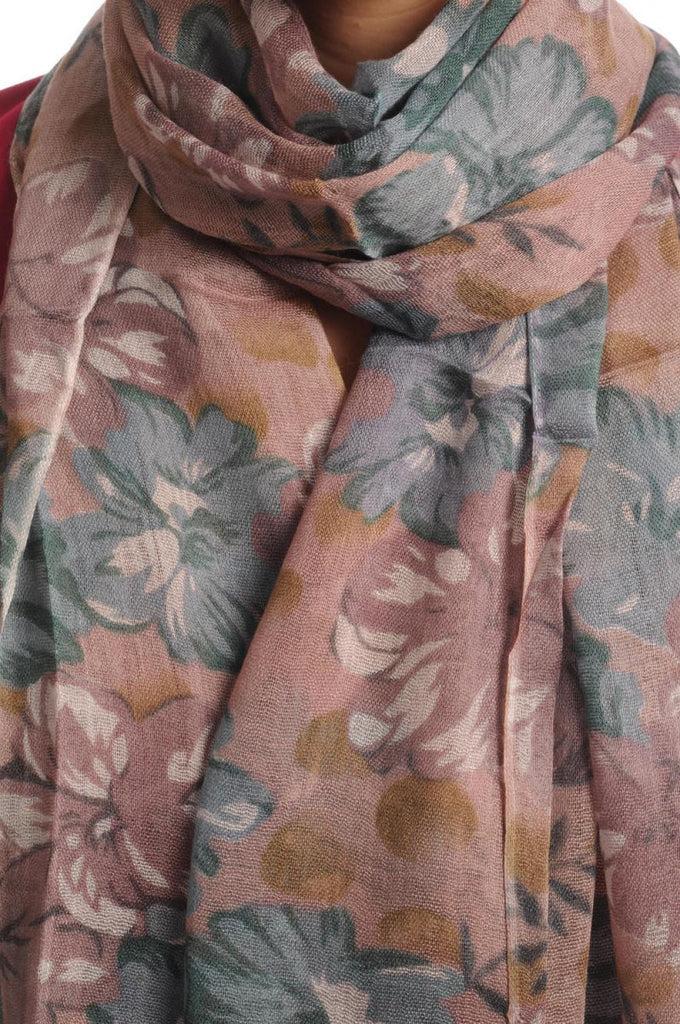 Liss Kiss Begonia Flowers With Tassels On Dark Mocha - Scarf