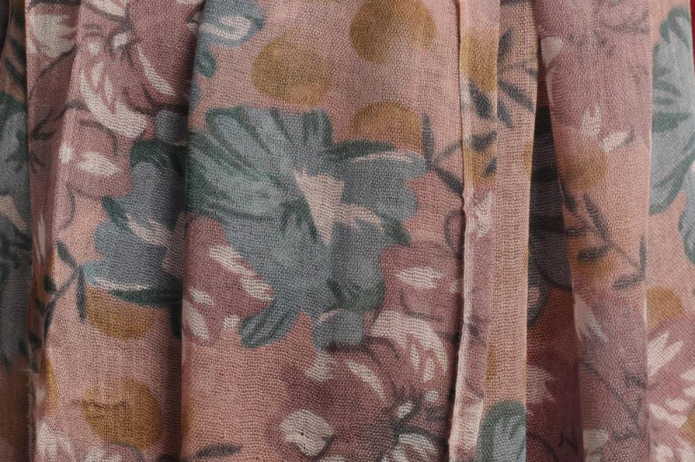 Liss Kiss Begonia Flowers With Tassels On Dark Mocha - Scarf