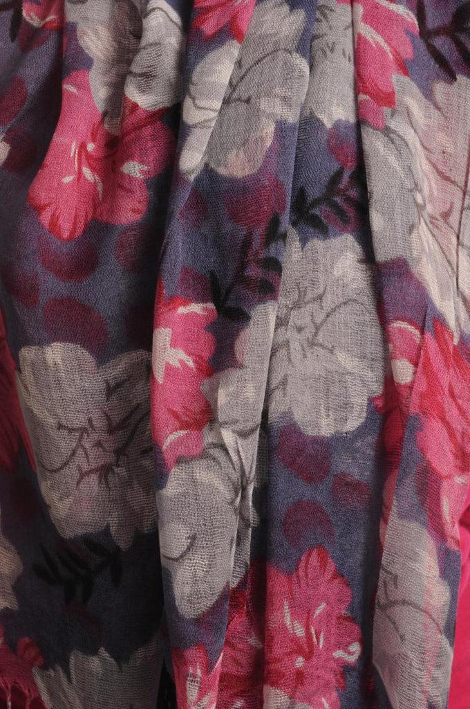 Liss Kiss Begonia Flowers With Tassels On Grey - Scarf