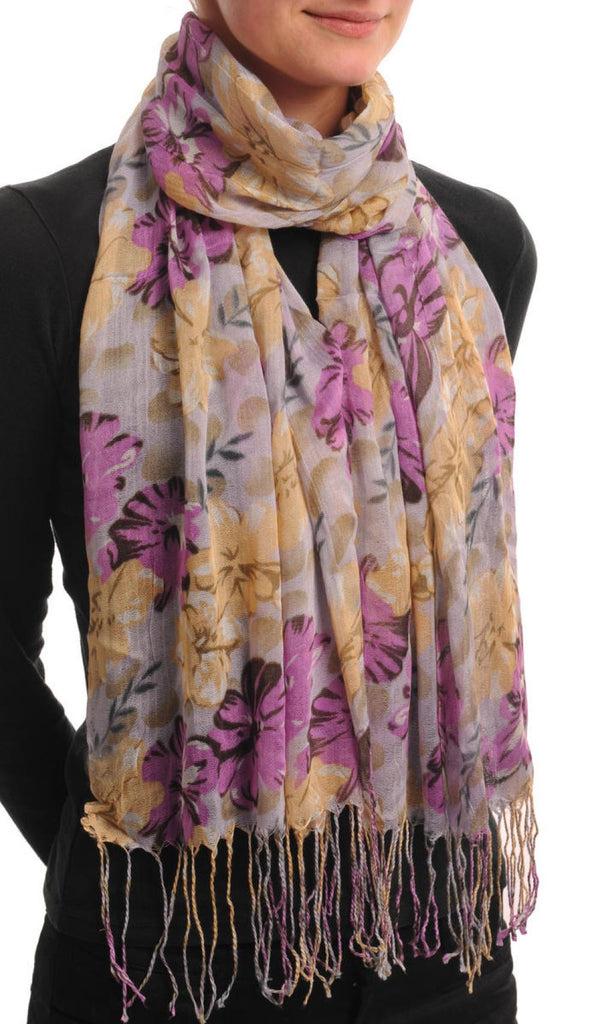 Liss Kiss Begonia Flowers With Tassels On Lavender - Scarf