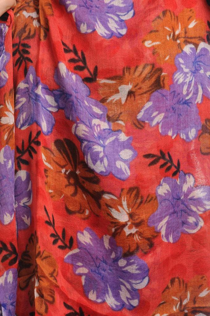 Liss Kiss Begonia Flowers With Tassels On Rust Red - Scarf