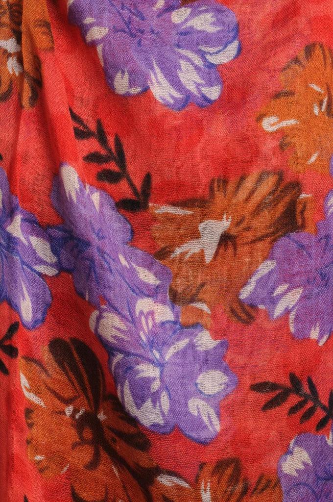 Liss Kiss Begonia Flowers With Tassels On Rust Red - Scarf