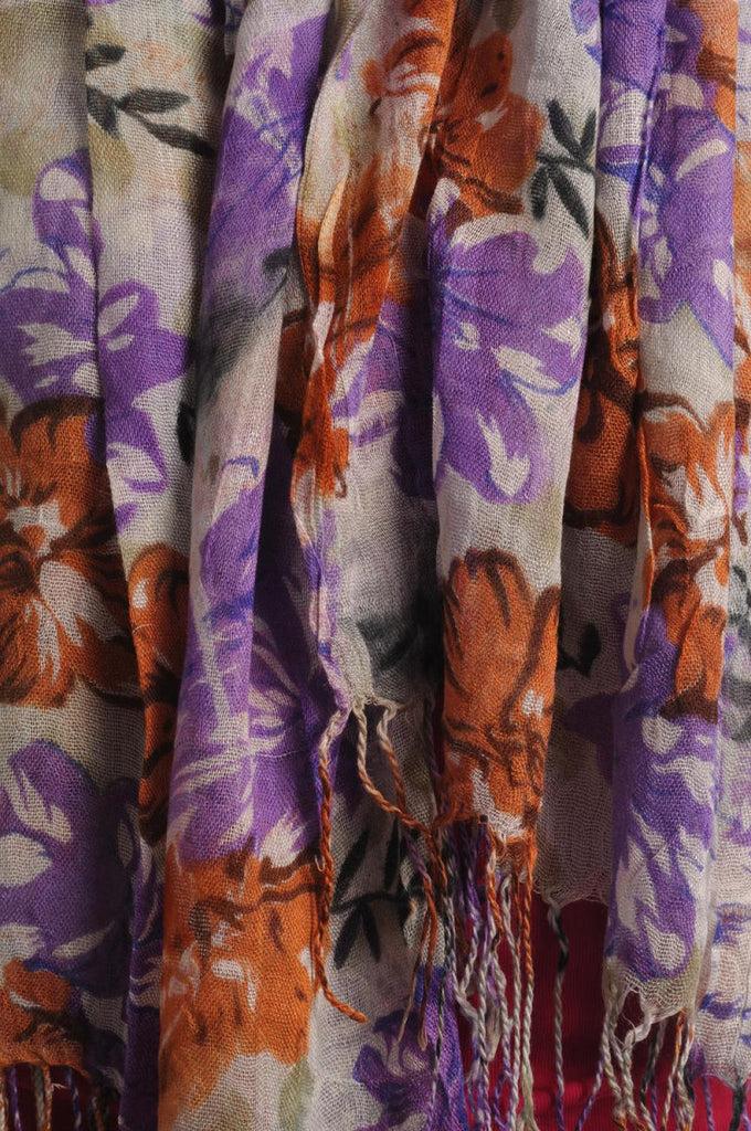 Liss Kiss Begonia Flowers With Tassels On Sand White - Scarf