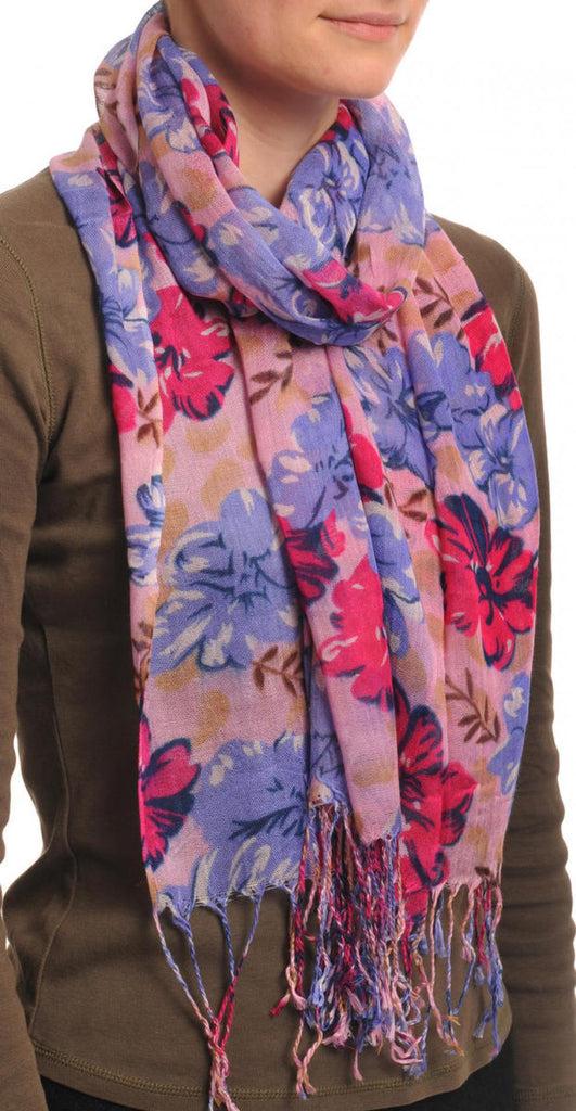 Liss Kiss Begonia Flowers With Tassels On Soft Pink - Scarf