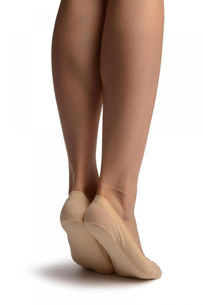 Liss Kiss Beige All Over Cotton With Silicon Heel Footies - Footsies Socks