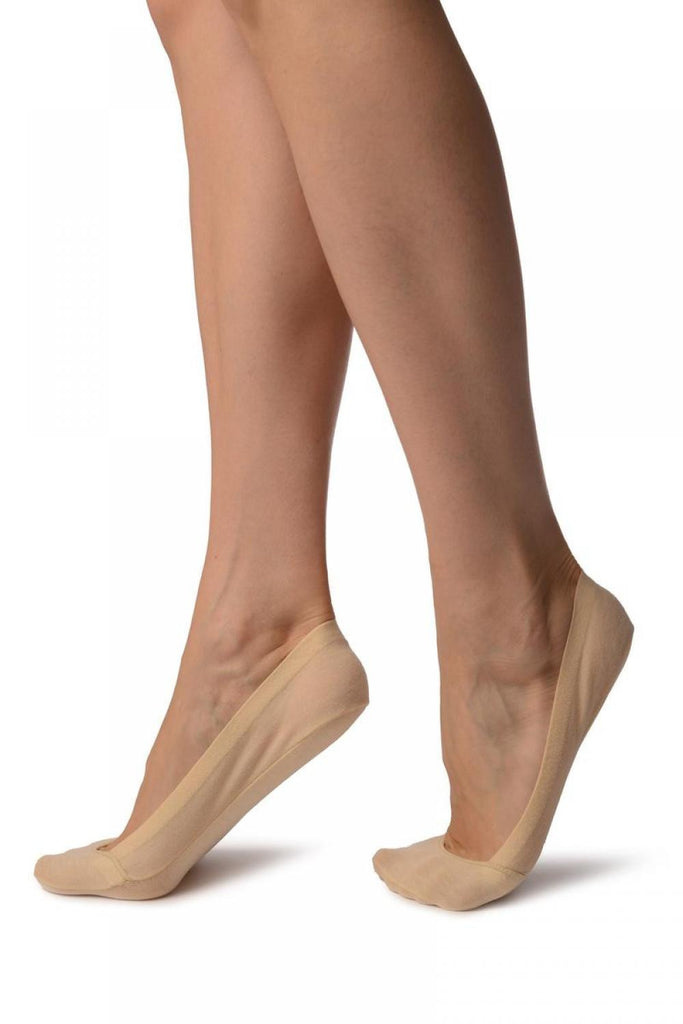 Liss Kiss Beige All Over Cotton With Silicon Heel Footies - Footsies Socks