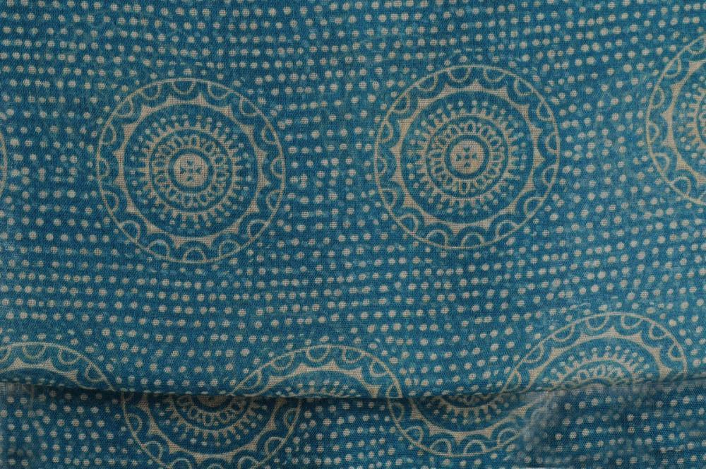 Liss Kiss Beige Aztec Sun On Teal Blue Unisex Scarf & Beach Sarong - Scarf