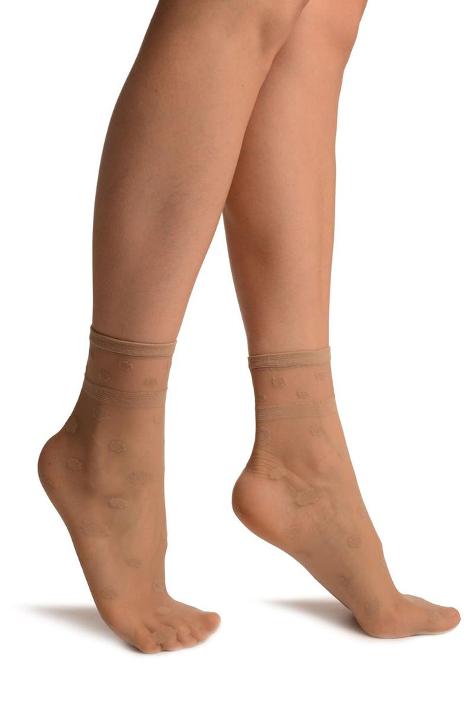 liss kiss Beige Camomile Flowers Ankle High Socks - Socks
