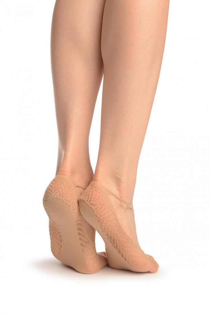 Liss Kiss Beige Chrochet Lace With Straps Footies - Footsies Socks