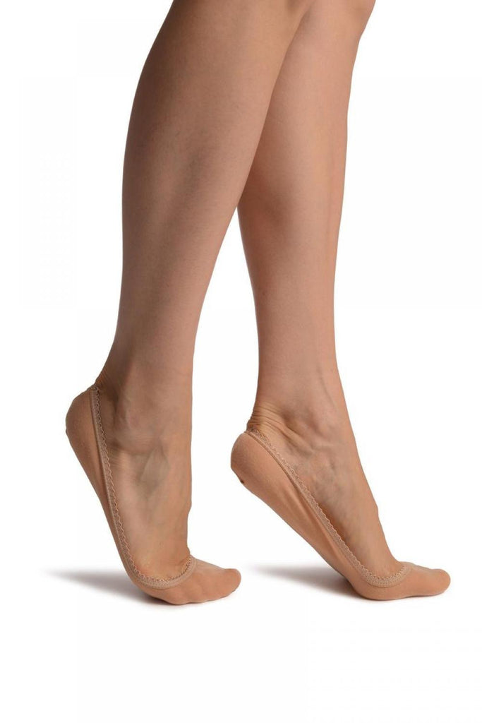 liss kiss Beige Cotton With Elasticated Top Essential Footies - Footsies Socks