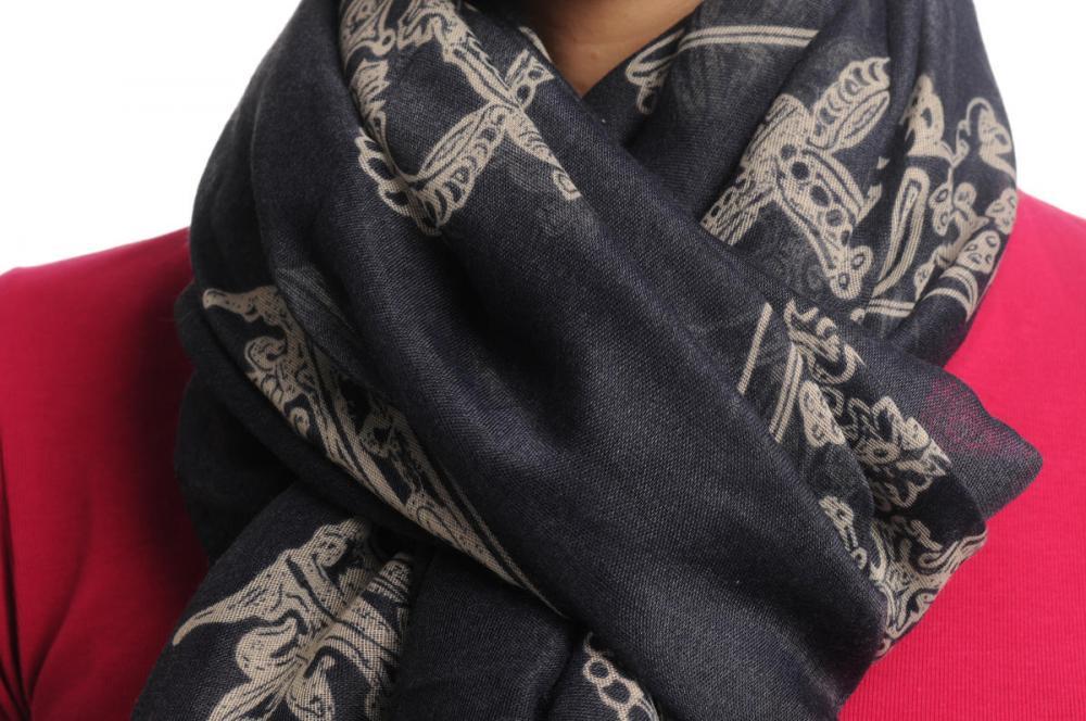 Liss Kiss Beige Crowns On Navy Blue Unisex Scarf & Beach Sarong - Scarf