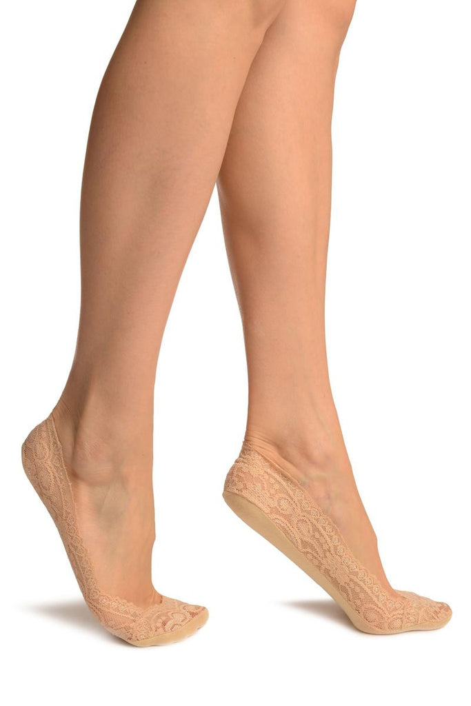 liss kiss Beige Daisy Flowers Lace With Silicon Grip & Cotton Sole Footsies - Footsies Socks
