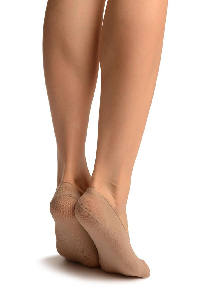 Liss Kiss Beige Hearts Mesh Four & One Separate Toes Footsies - Footsies Socks