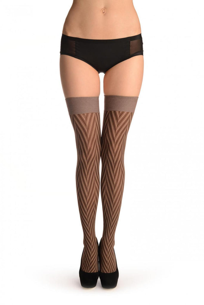 liss kiss Beige Light Brown & Dark Brown Woven Tree - Hold Ups