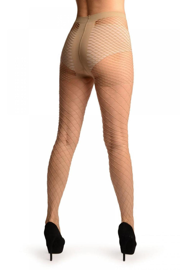 Liss Kiss Beige Luxurious Maxi Mesh Fishnet Tights - Tights