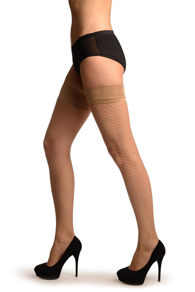 Liss Kiss Beige Medium Mesh Luxury Fishnet - Hold Ups