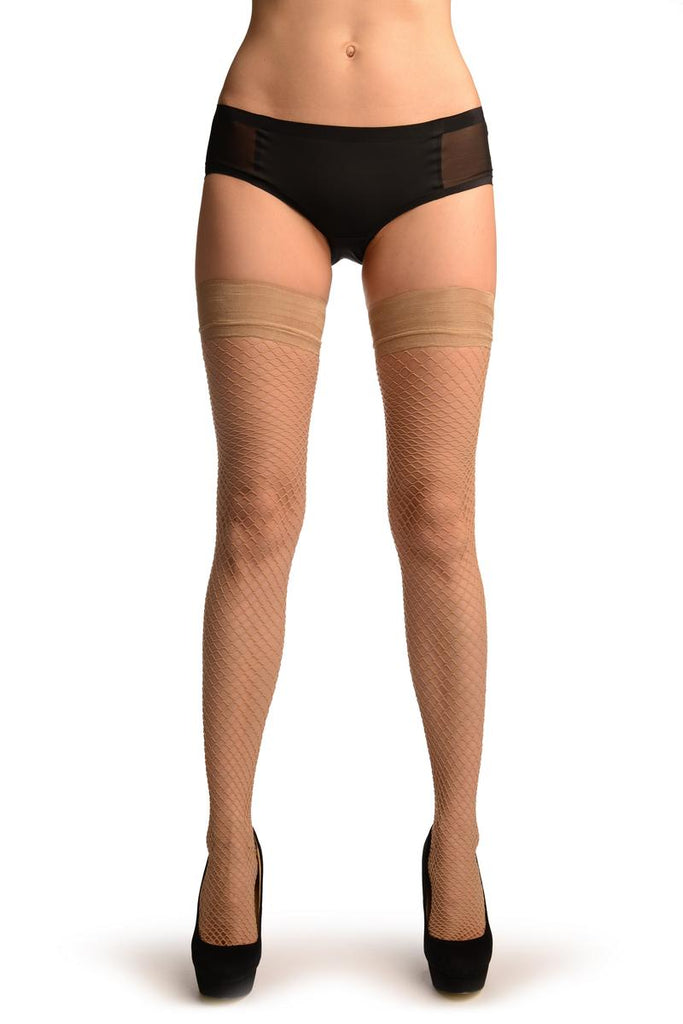Liss Kiss Beige Medium Mesh Luxury Fishnet - Hold Ups