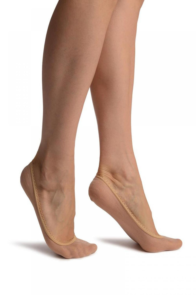 liss kiss Beige Mesh With Little Hearts & Elasticated Top Essential Footies - Footsies Socks