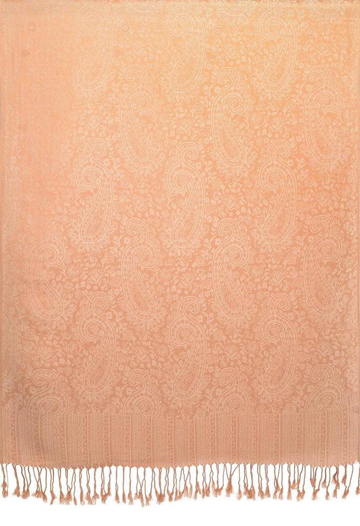 Liss Kiss Beige Paisleys Pashmina Feel With Tassels - Scarf