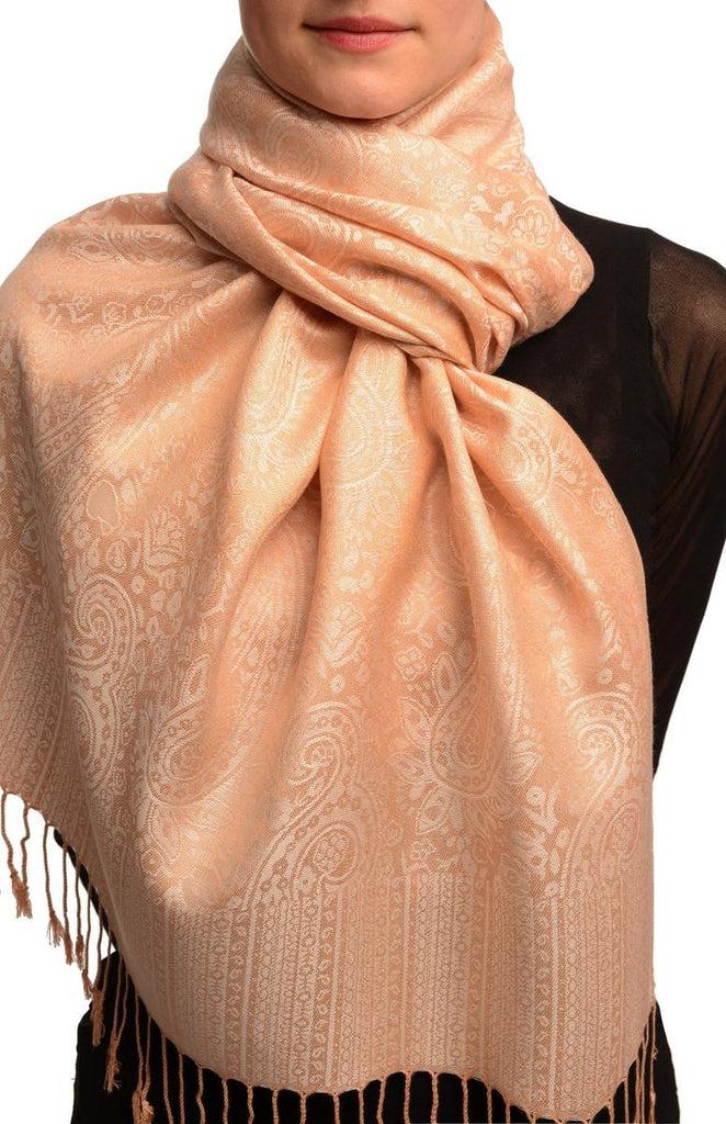 liss kiss Beige Paisleys Pashmina Feel With Tassels - Scarf