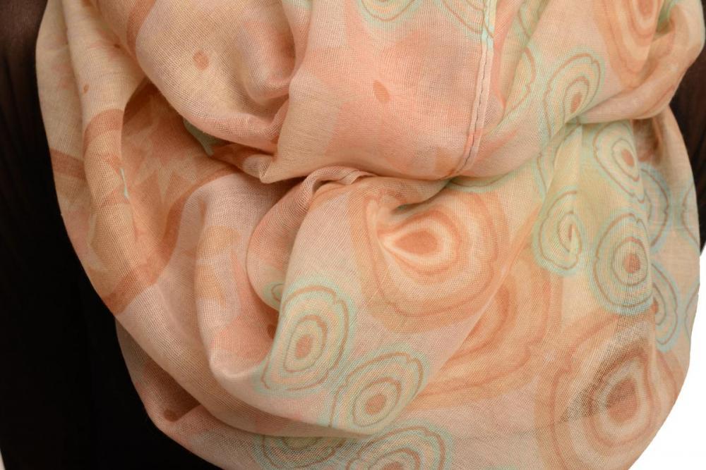 Liss Kiss Beige & Pink Stars & Circles Snood Scarf - Snood