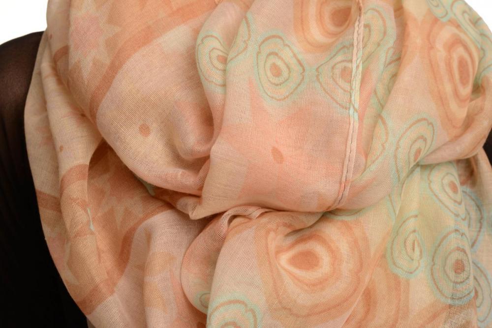 Liss Kiss Beige & Pink Stars & Circles Snood Scarf - Snood