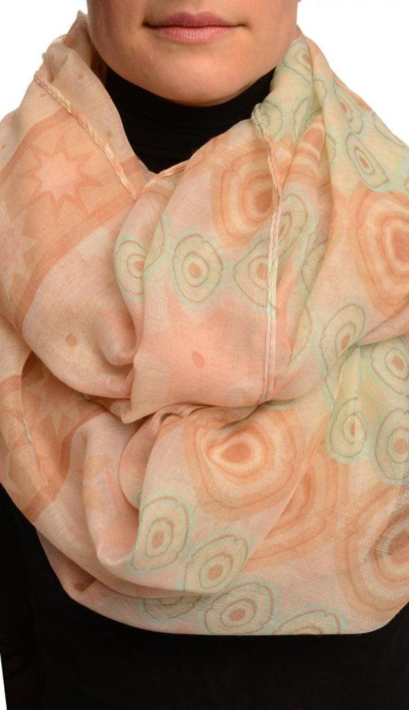 liss kiss Beige & Pink Stars & Circles Snood Scarf - Snood