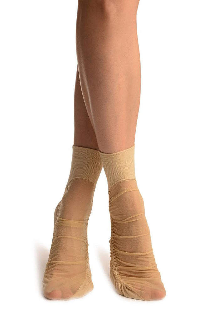 liss kiss Beige Sheer & Opaque Sides Ankle High Socks - Socks