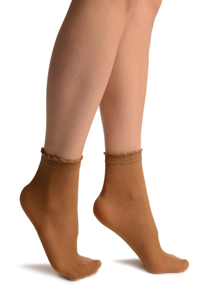 liss kiss Beige Small Polka Dots And Rhombus Tops Ankle High Socks - Socks