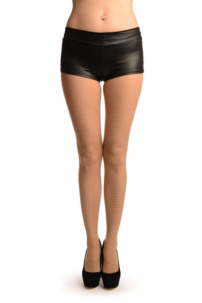 liss kiss Beige Transparent & Opaque Woven Stripes Tights - Tights