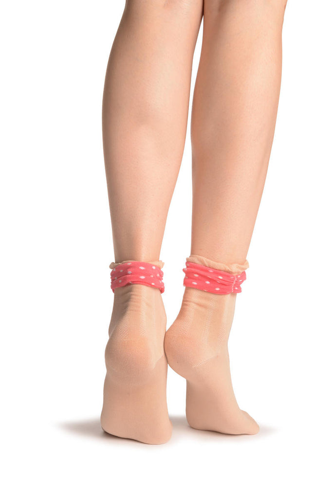 Liss Kiss Beige With Around The Ankle Bow Ankle High Socks - Socks