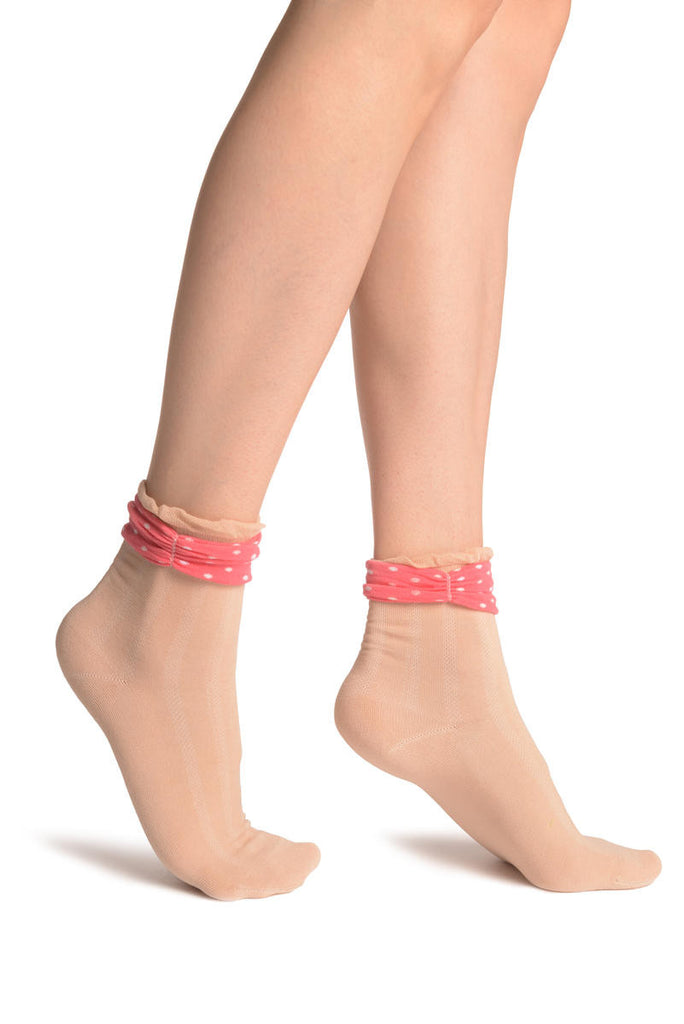 Liss Kiss Beige With Around The Ankle Bow Ankle High Socks - Socks