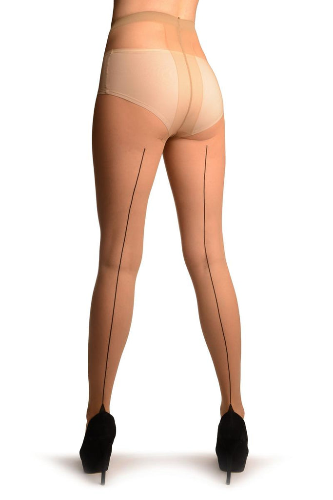 liss kiss Beige With Black Seam And Cuban Heel - Tights