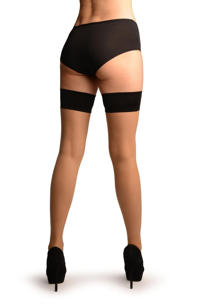 Liss Kiss Beige With Black Silicon Top Hold Ups - Hold Ups