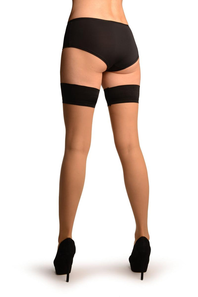 Liss Kiss Beige With Black Silicon Top Hold Ups - Hold Ups