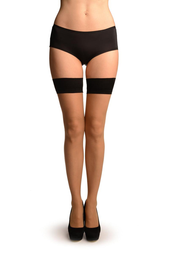 liss kiss Beige With Black Silicon Top Hold Ups - Hold Ups