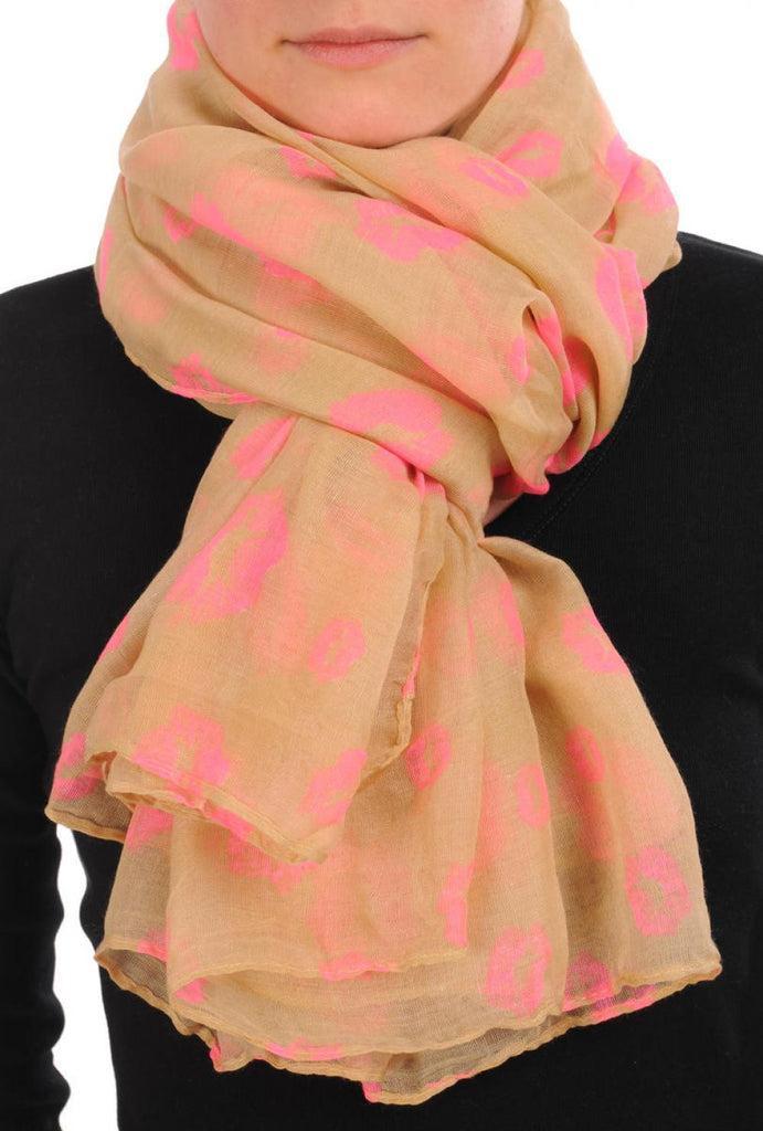 liss kiss Beige With Pink Lips Unisex Scarf & Beach Sarong - Scarf