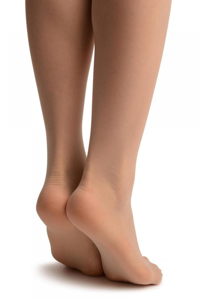 Liss Kiss Beige With Pink Roses On Mesh Stockings - Stockings