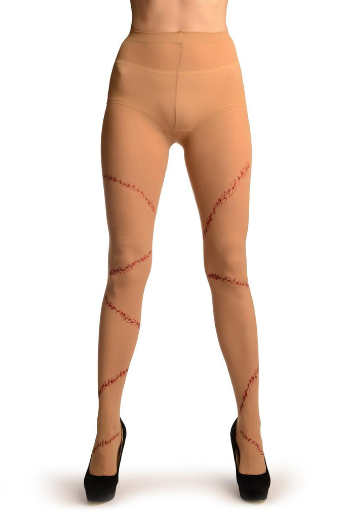 Liss Kiss Beige With Printed Stitches (Halloween) - Tights