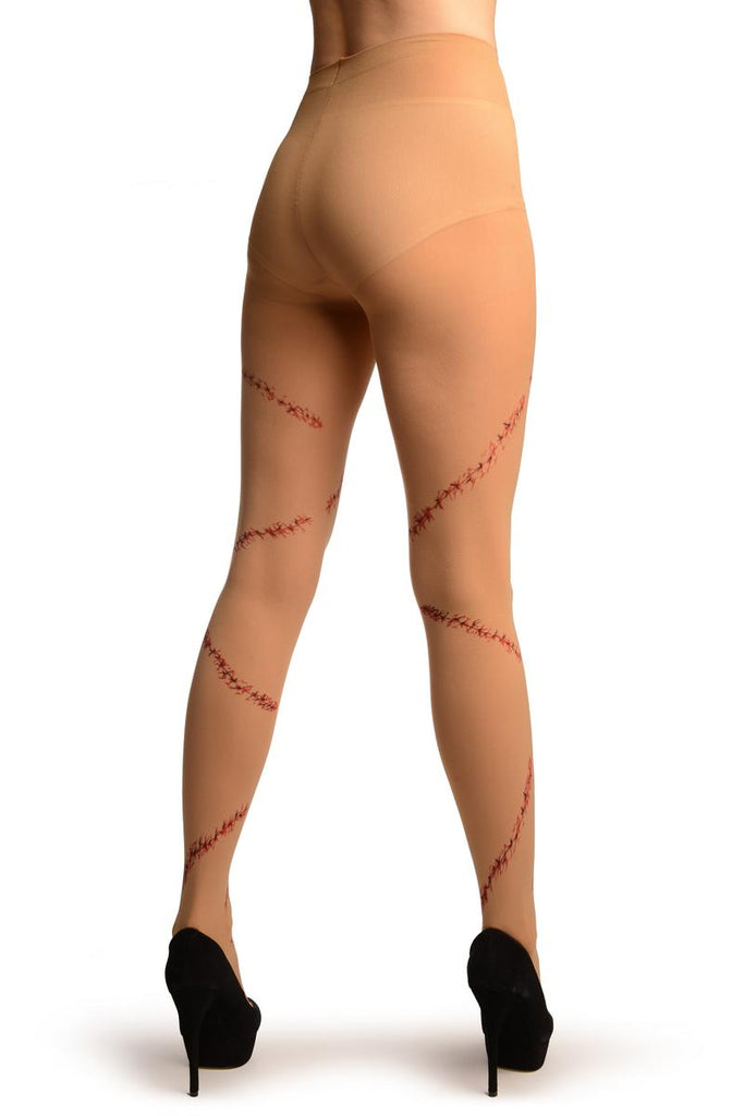 Liss Kiss Beige With Printed Stitches (Halloween) - Tights