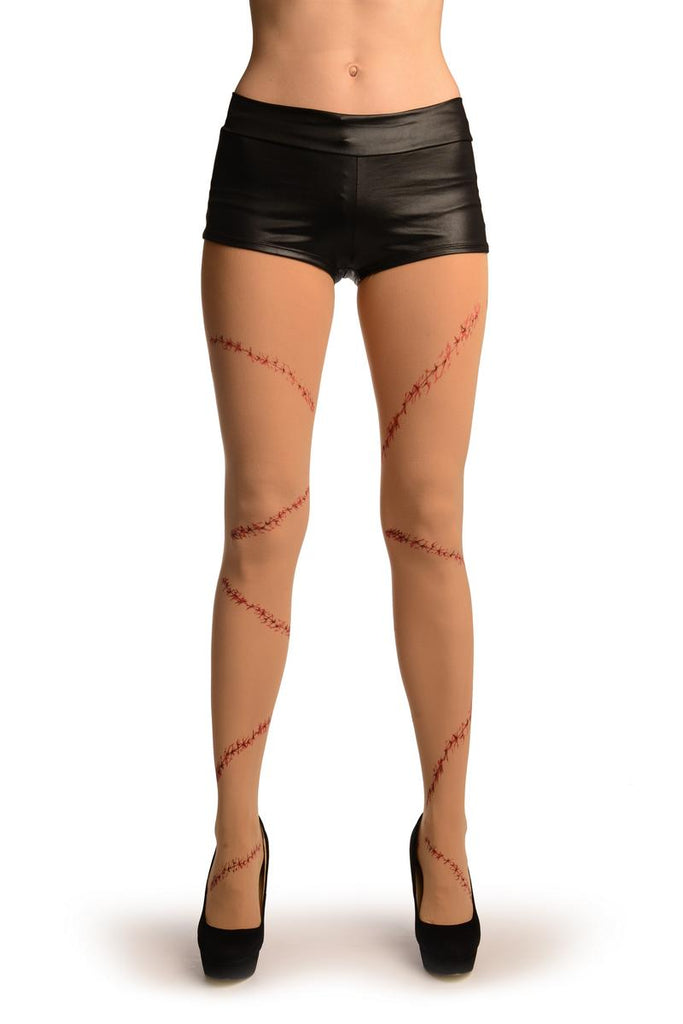 liss kiss Beige With Printed Stitches (Halloween) - Tights