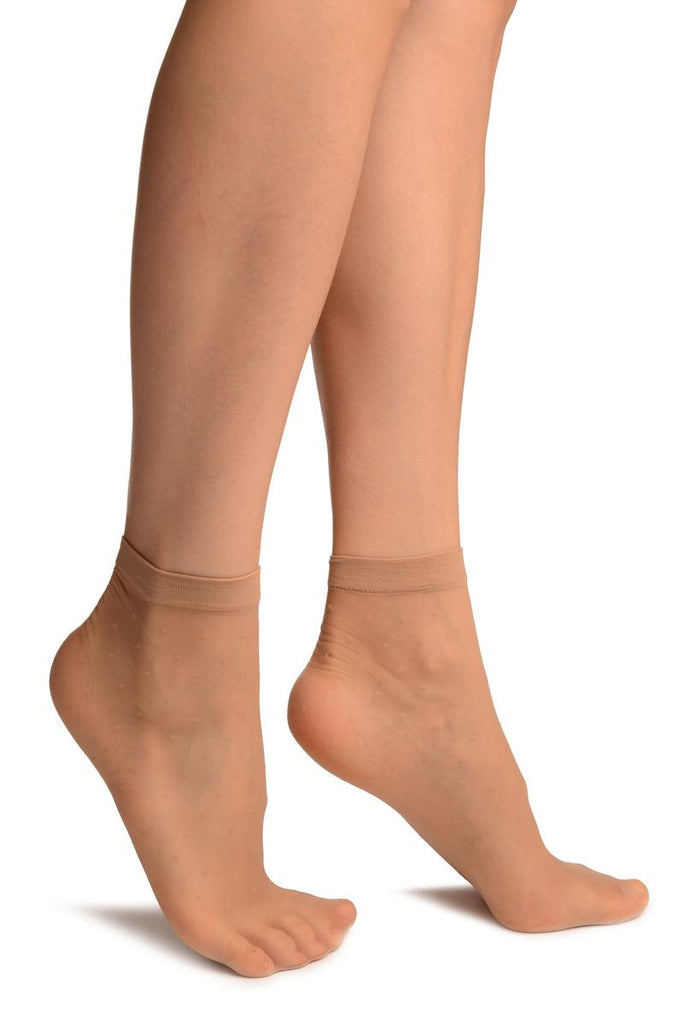 liss kiss Beige With Small Polka Dots Ankle High Socks - Socks